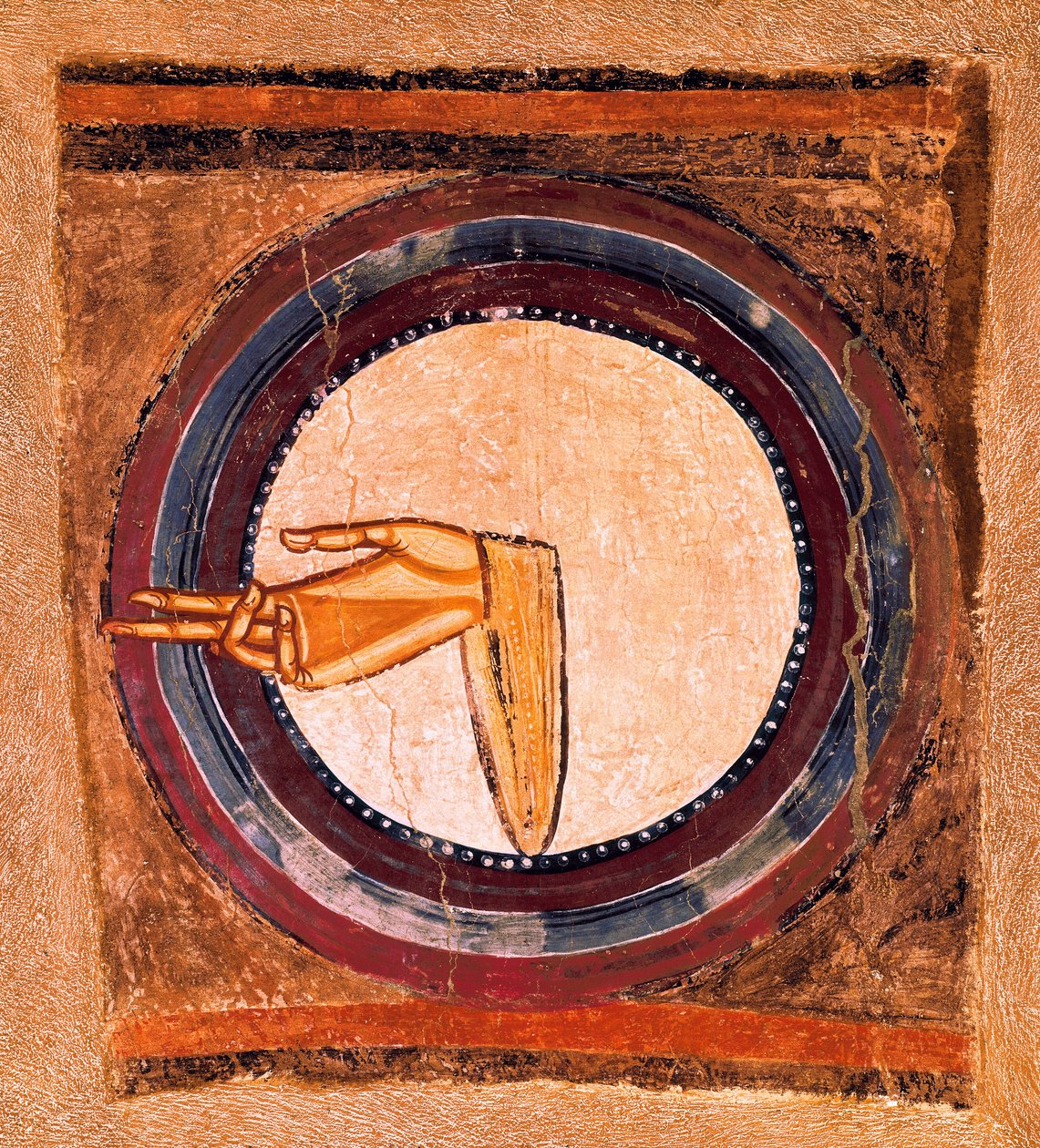 Guds hånd, detalj av en fresco av mesteren til Saint Climent de Taull av Spanish School