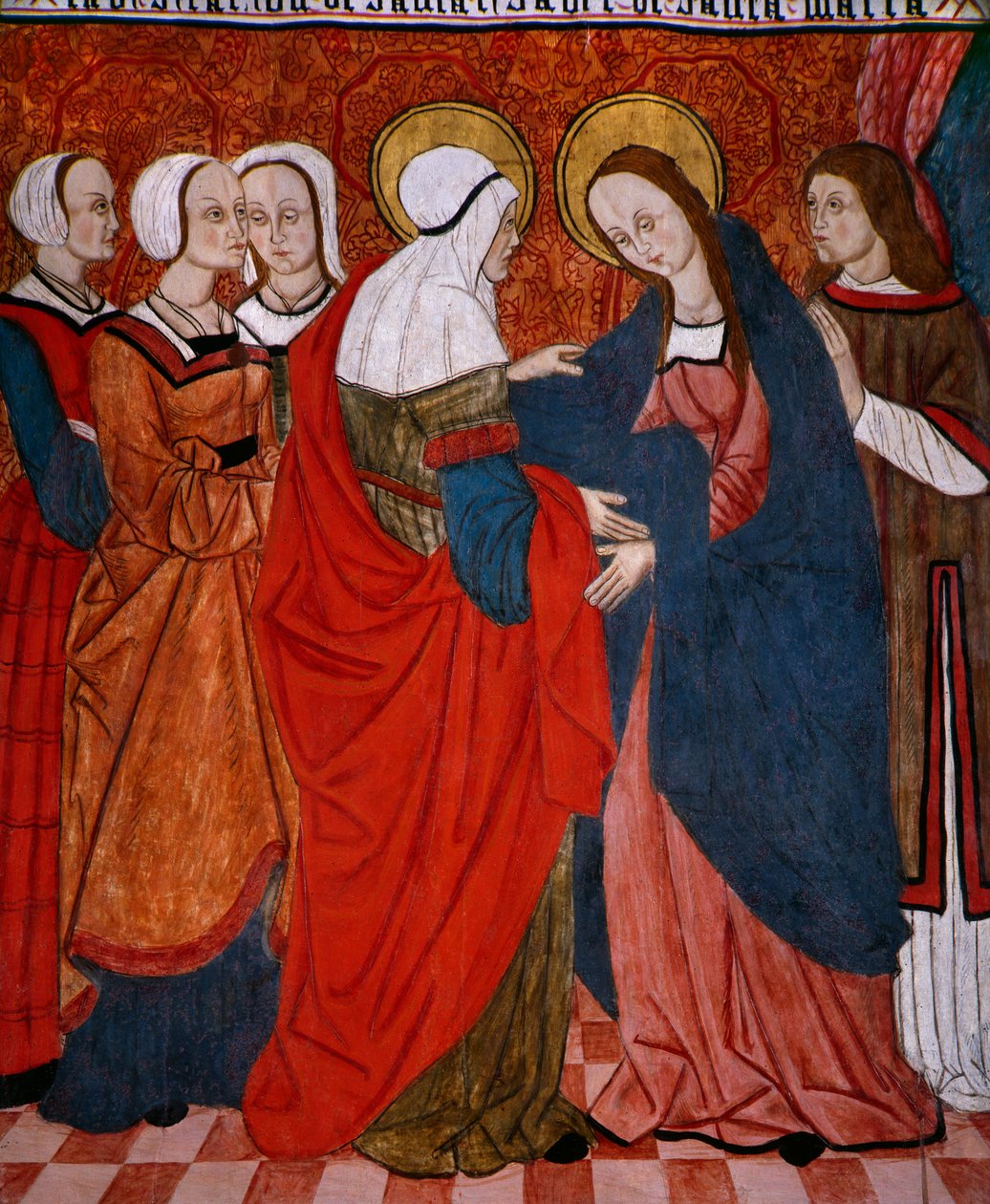 Besøk, panel fra kirken San Andres of Tortura, slutten av 1400-tallet - begynnelsen av 1500-tallet (malt tre) av Spanish School