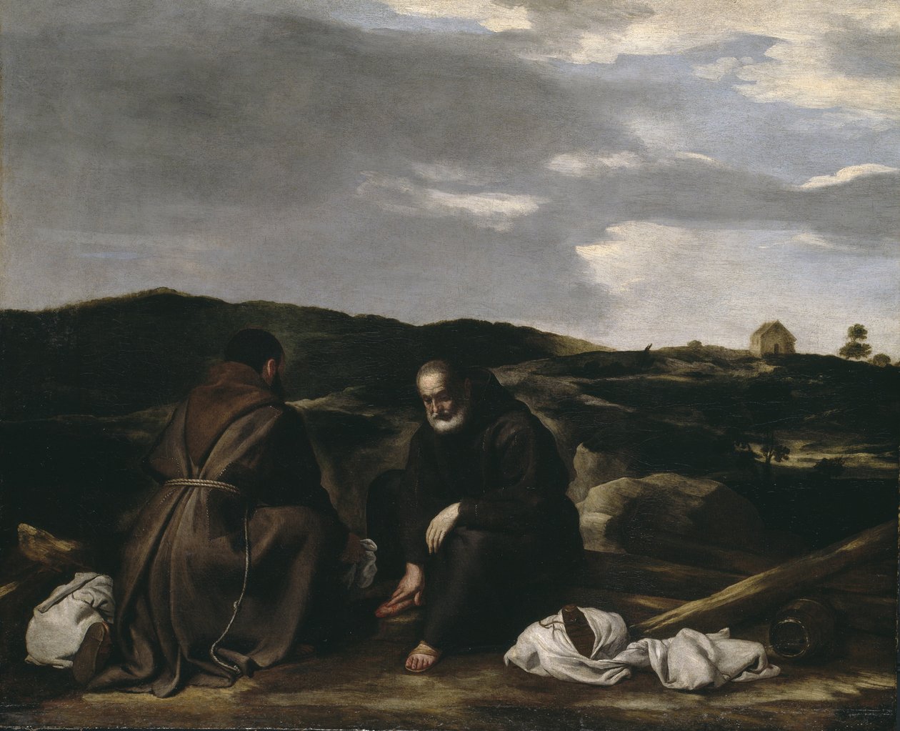 To munker i et landskap, ca. 1645 av Spanish or Italian School