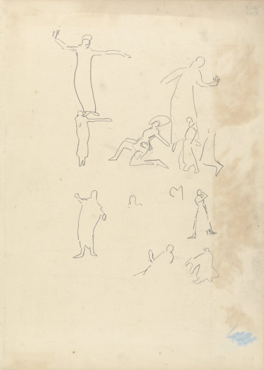 Study of Dancers, for the Cave of the Golden Calf (grafitt) (se 265074 for verso) av Spencer Frederick Gore