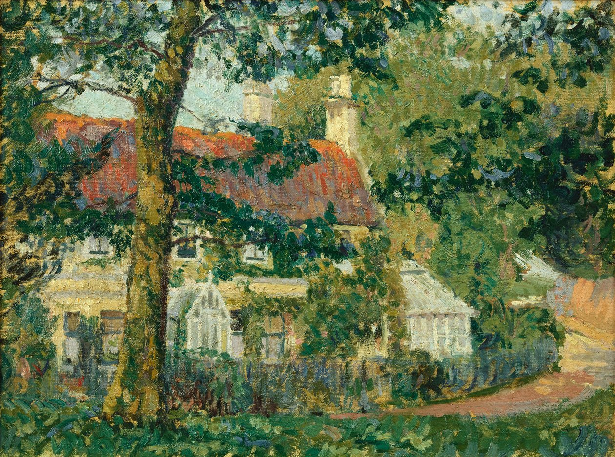 En hytte med rødt tak, Somerset, 1909-10 av Spencer Frederick Gore