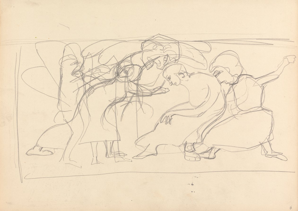 Cave of the Golden Calf: Studie for dekorativt panel, tilbedere av Spencer Frederick Gore
