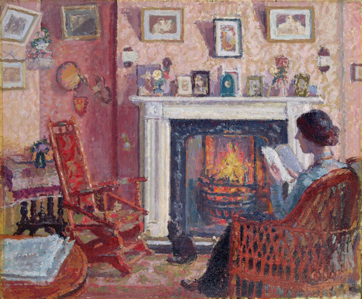 Interiør, 31 Mornington Crescent (olje på lerret) av Spencer Frederick Gore