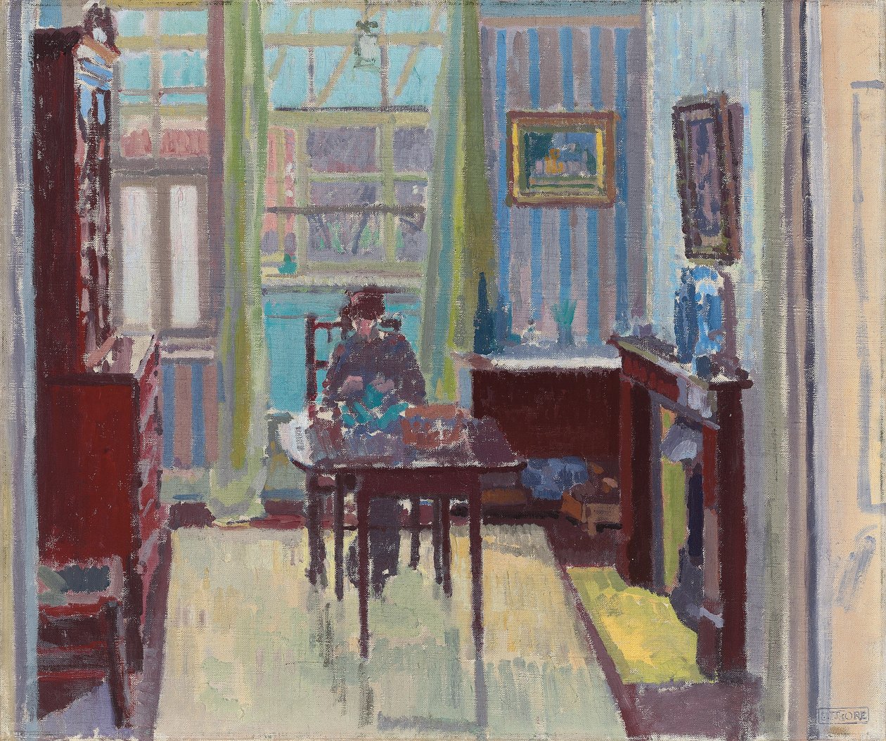 Interiøret i rommet på Cambrian Road 6, Richmond, 1914 av Spencer Frederick Gore