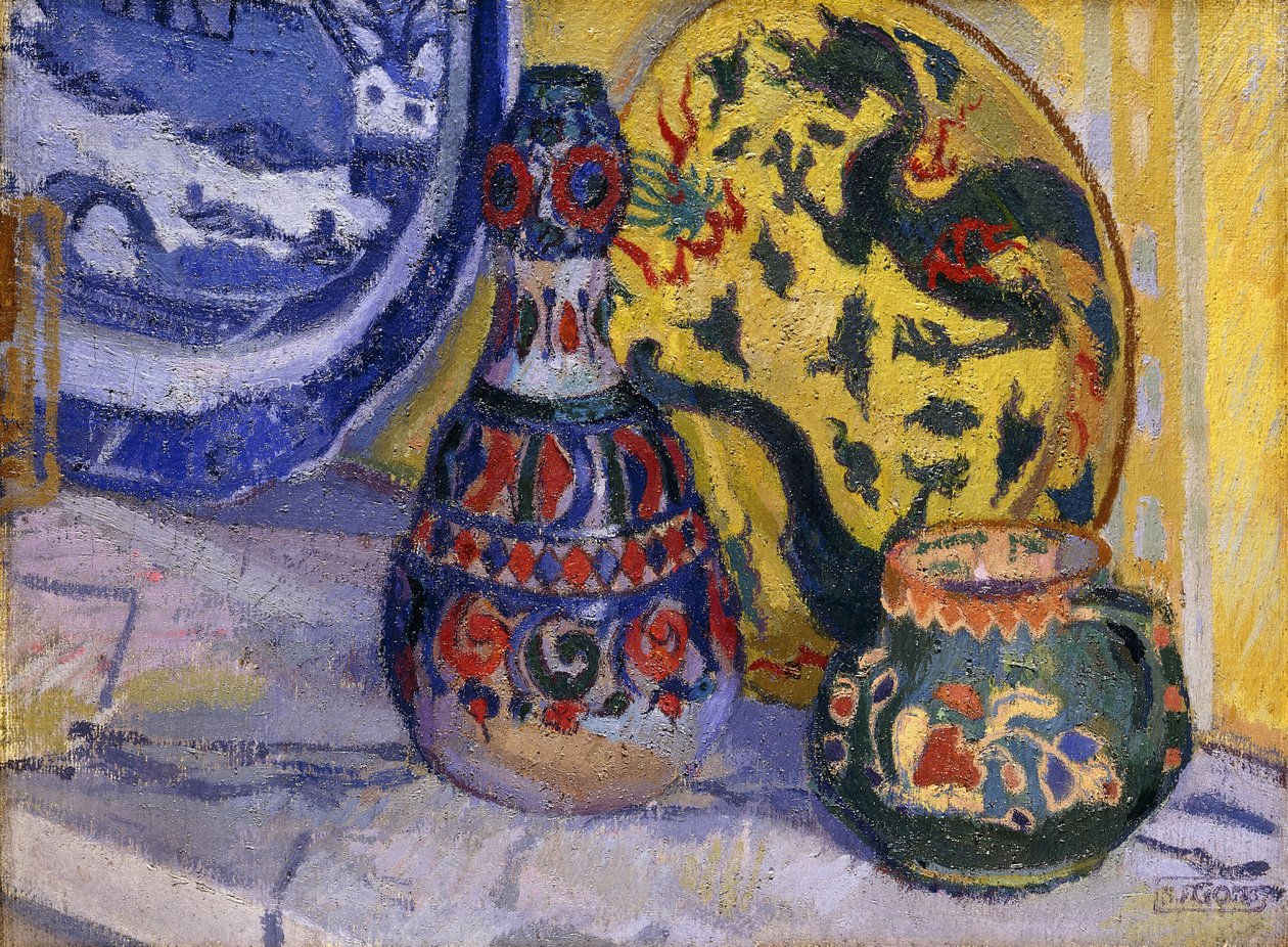 Stilleben med orientalske figurer, 1913 av Spencer Frederick Gore