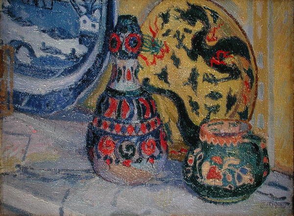 Stilleben med orientalske figurer av Spencer Frederick Gore