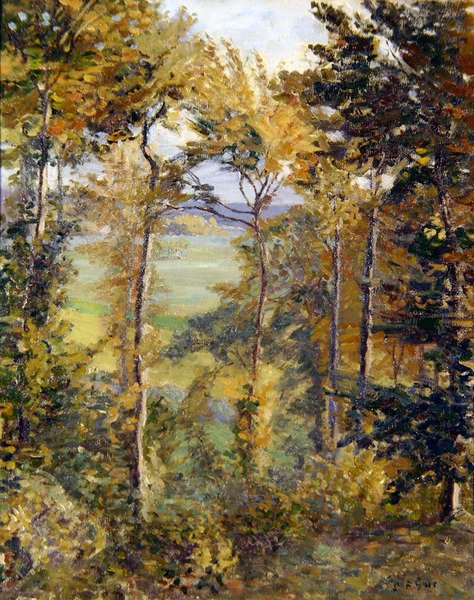 Skoglandskap ved Tibermont, Neuville Les Dieppes av Spencer Frederick Gore