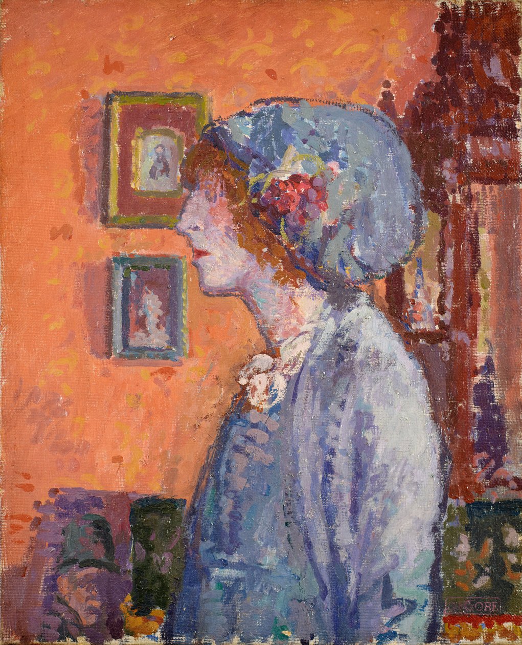 Portrett av kunstnerens kone, Mollie Kerr, 1911. av Spencer Gore