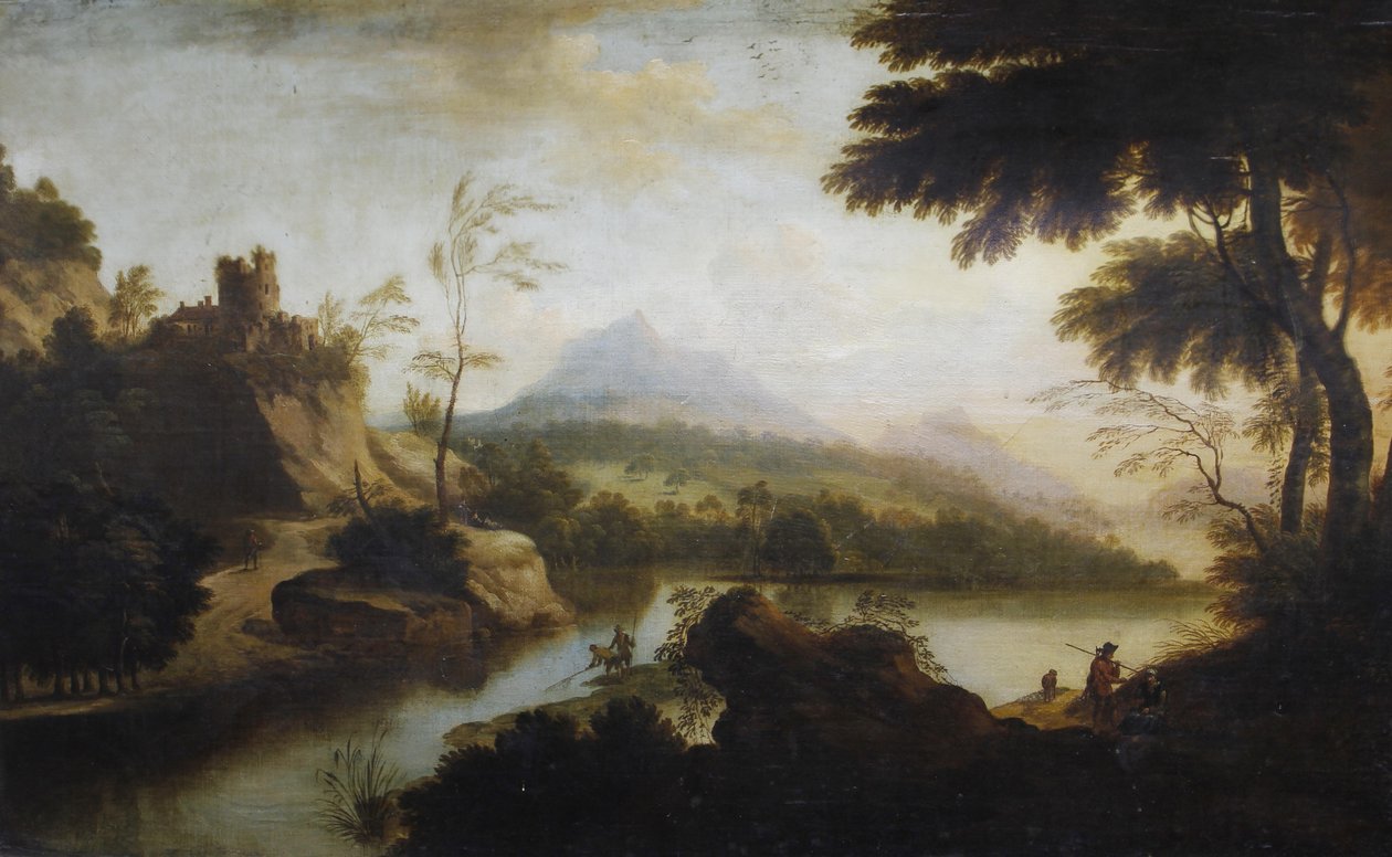 En capriccio med ørneredet i horisonten av Sr. Circle of George Barret