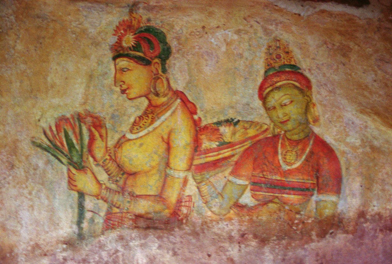 The Cloud Damsels, fra Rock Fortress (detalj) av Sri Lankan School