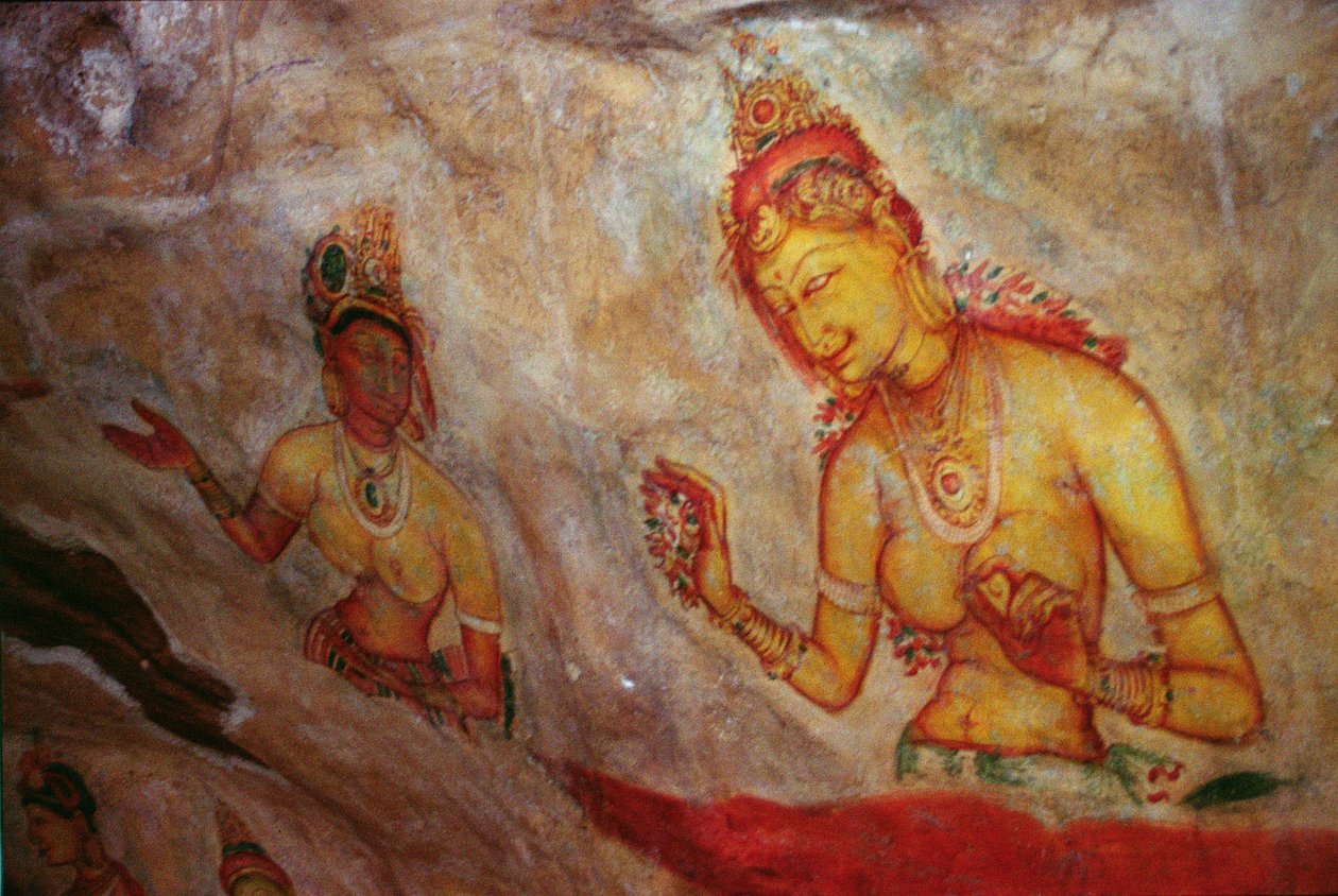 The Cloud Damsels, fra Rock Fortress (detalj) av Sri Lankan School