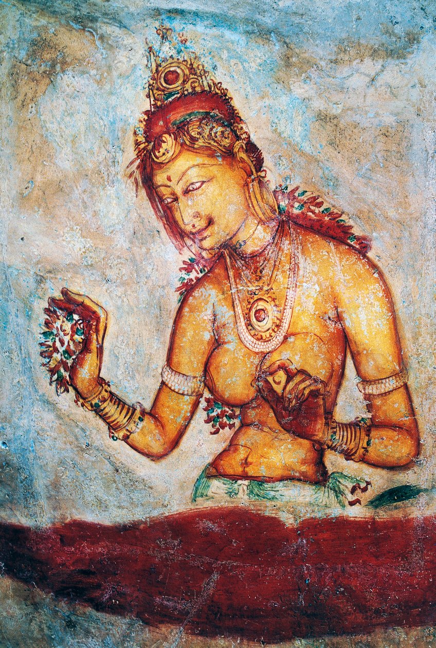 Jomfruene til Sigiriya, freskomaleri, Sigiriya arkeologiske område (Unescos verdensarvliste av Sri Lankan School