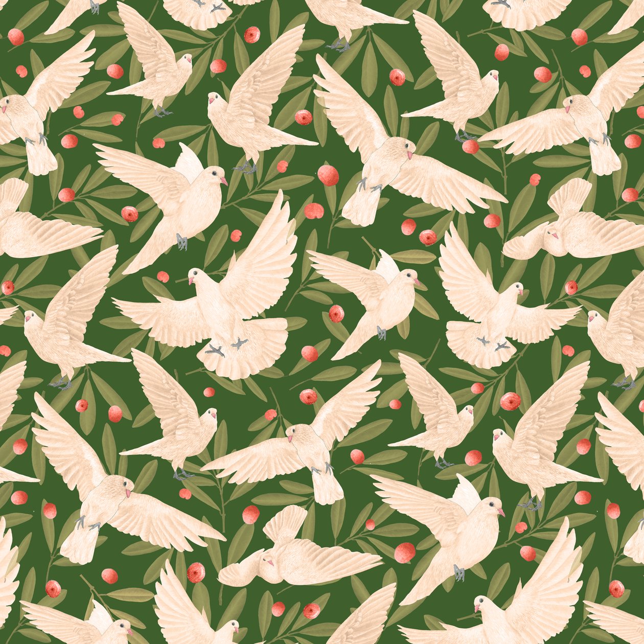 Doves pattern I, 2021 (grafittblyant og digital) av Stacy Hsu