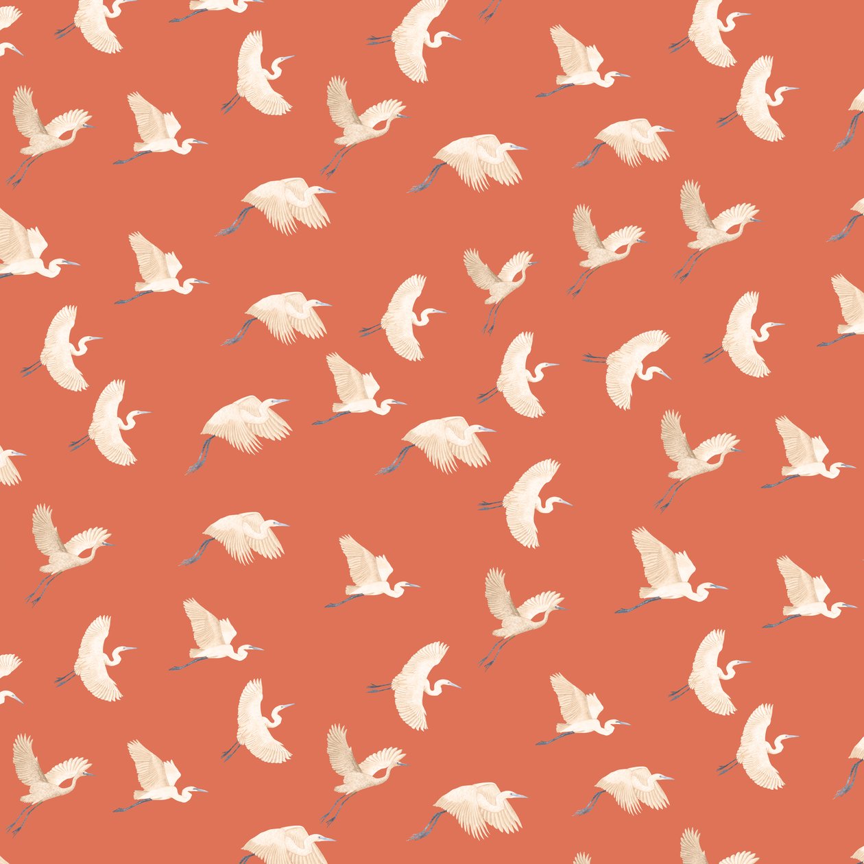 Egrets pattern II, 2022 (grafittblyant og digital) av Stacy Hsu