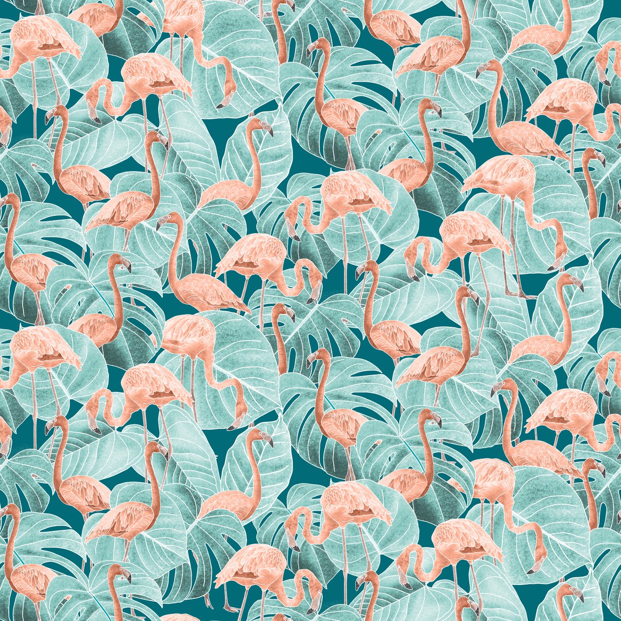 Flamingoermønster, 2020 (grafittblyant og digital) av Stacy Hsu