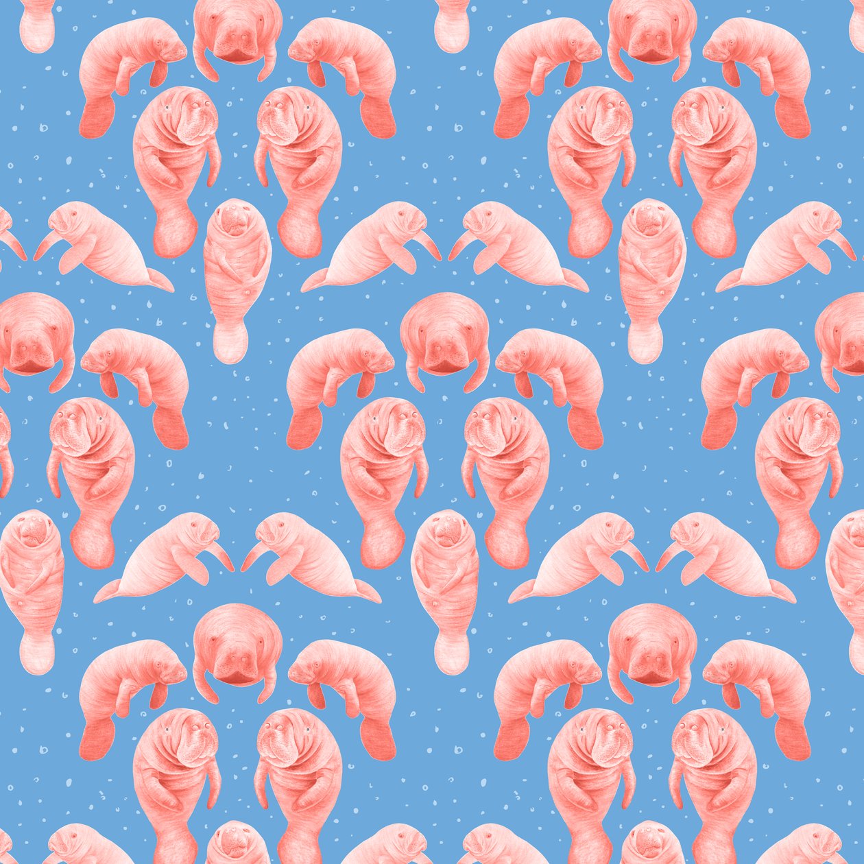 Manatee-mønster, 2023 (grafittblyant og digital) av Stacy Hsu