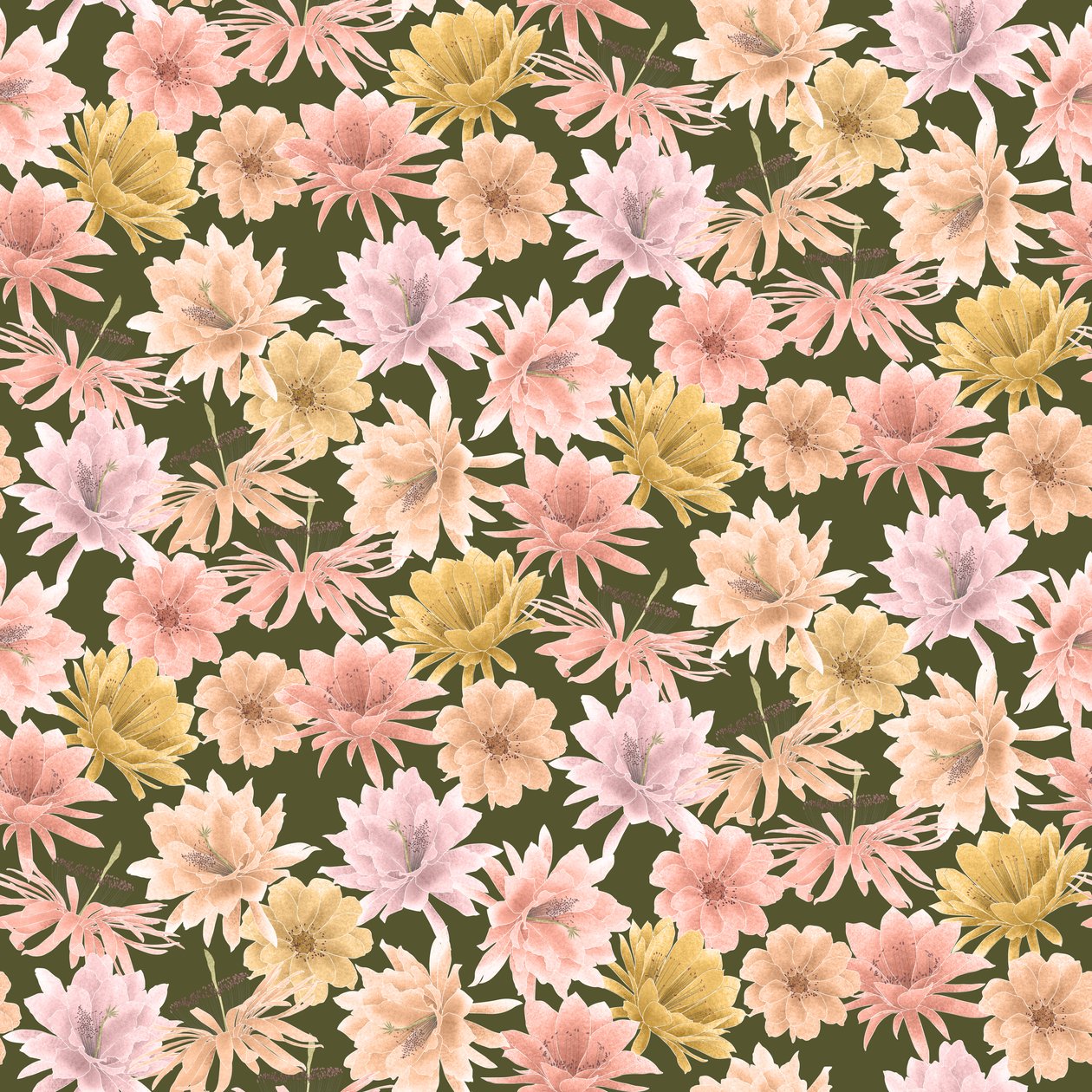 Mojave Desert Blooms-mønster, 2021 (grafittblyant og digital) av Stacy Hsu