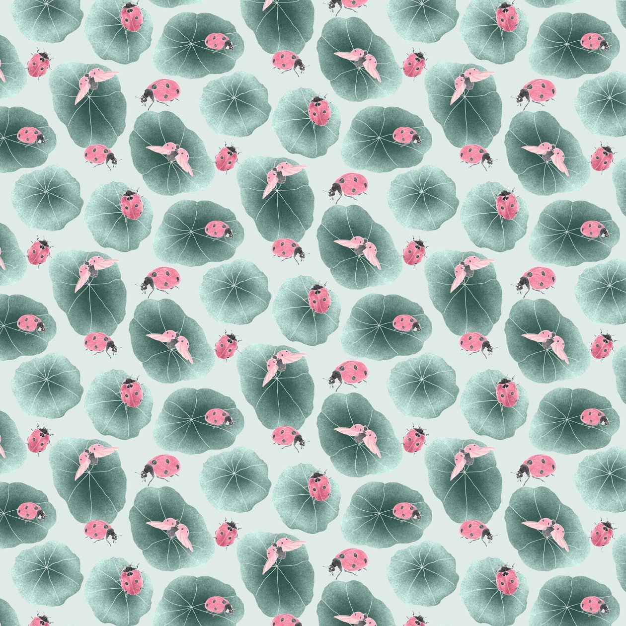 Nasturtium-koordinatmønster colorway 1, 2020 (grafittblyant og digital) av Stacy Hsu