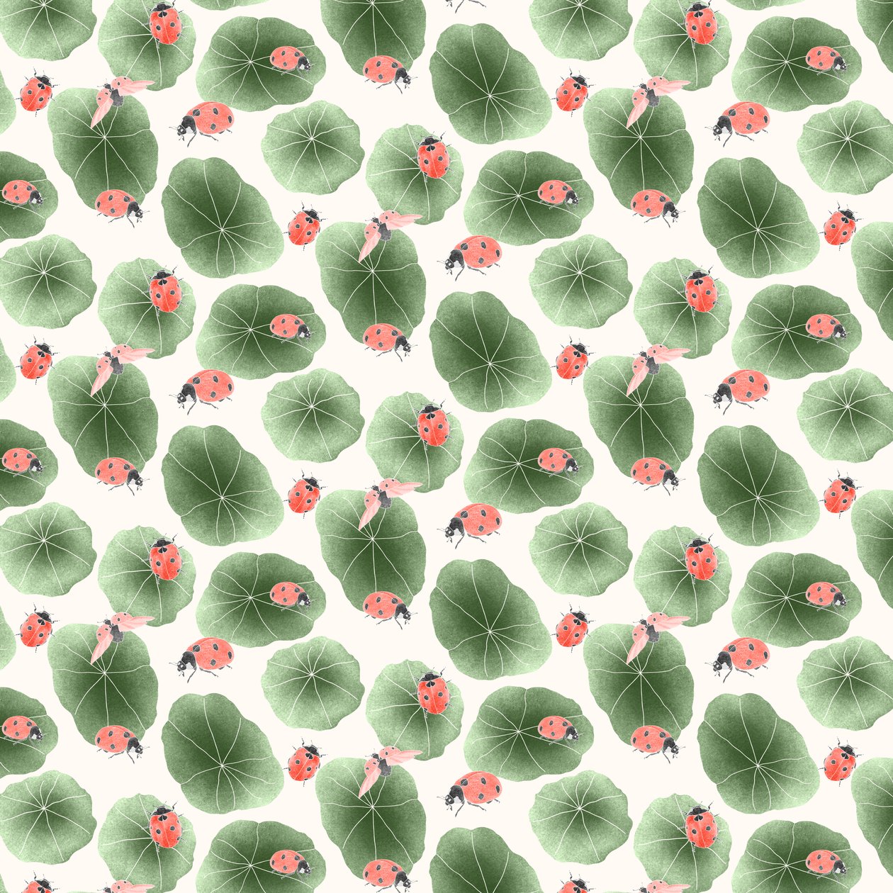 Nasturtium-koordinatmønster colorway 2, 2020 (grafittblyant og digital) av Stacy Hsu