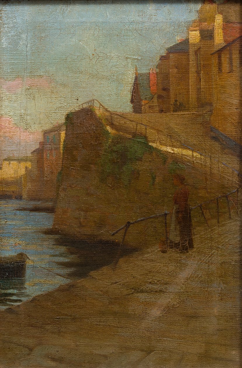 Figur på Newlyn Slip (uten tittel) (olje på lerret) av Stanhope Alexander (school of) Forbes