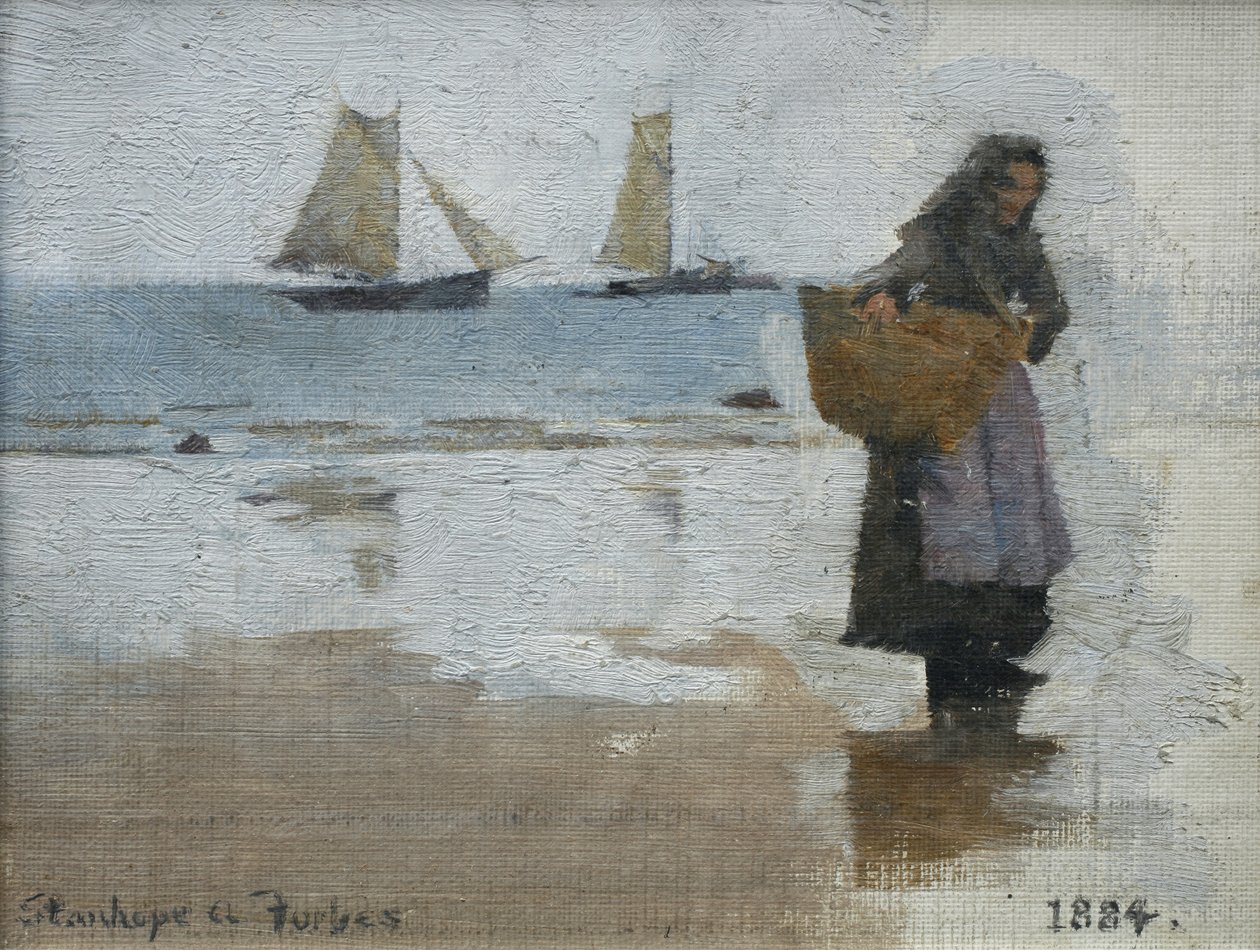Fisherwoman på en strand av Stanhope Alexander Forbes