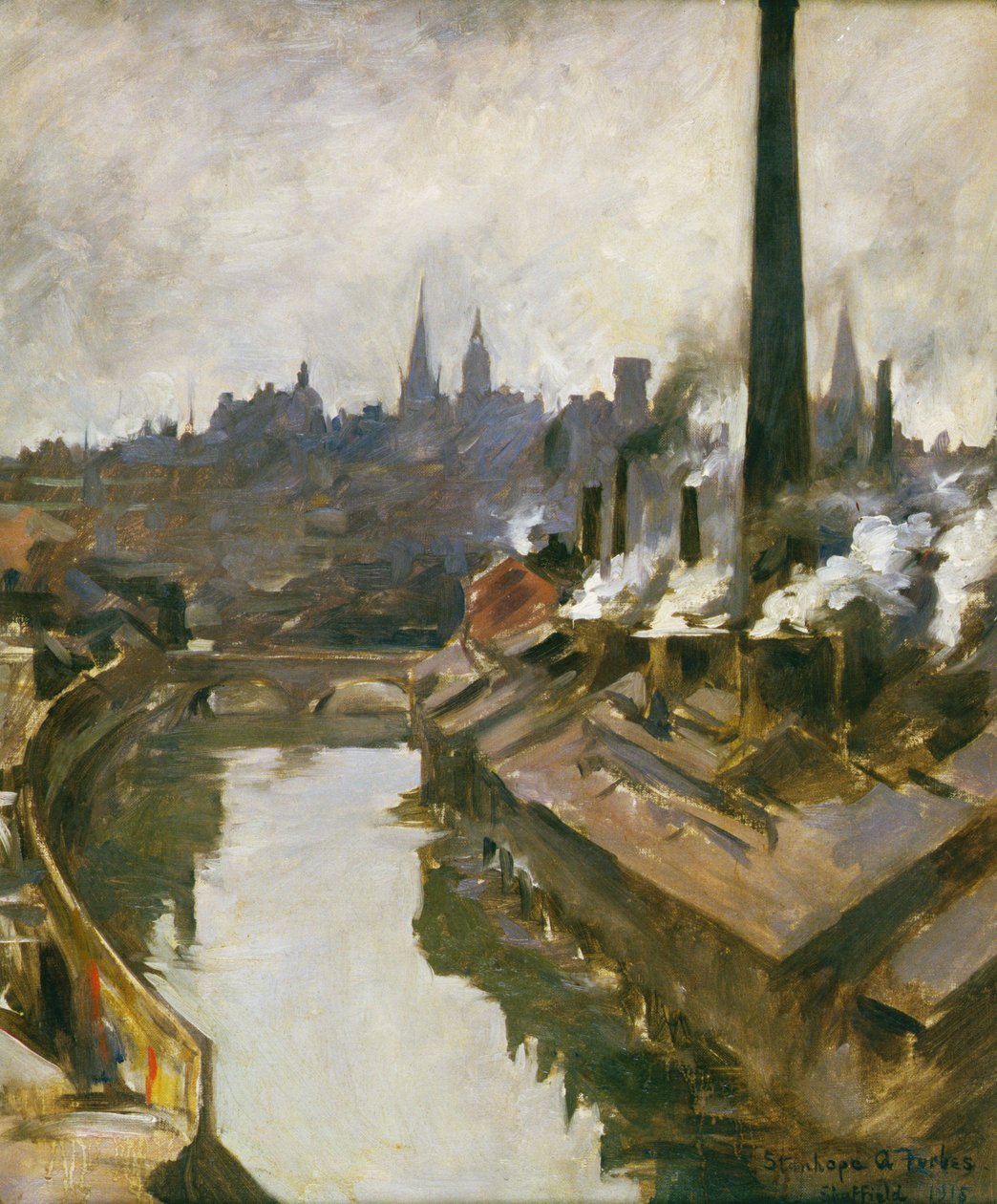 Sheffield: River and Smoking Chimneys av Stanhope Alexander Forbes