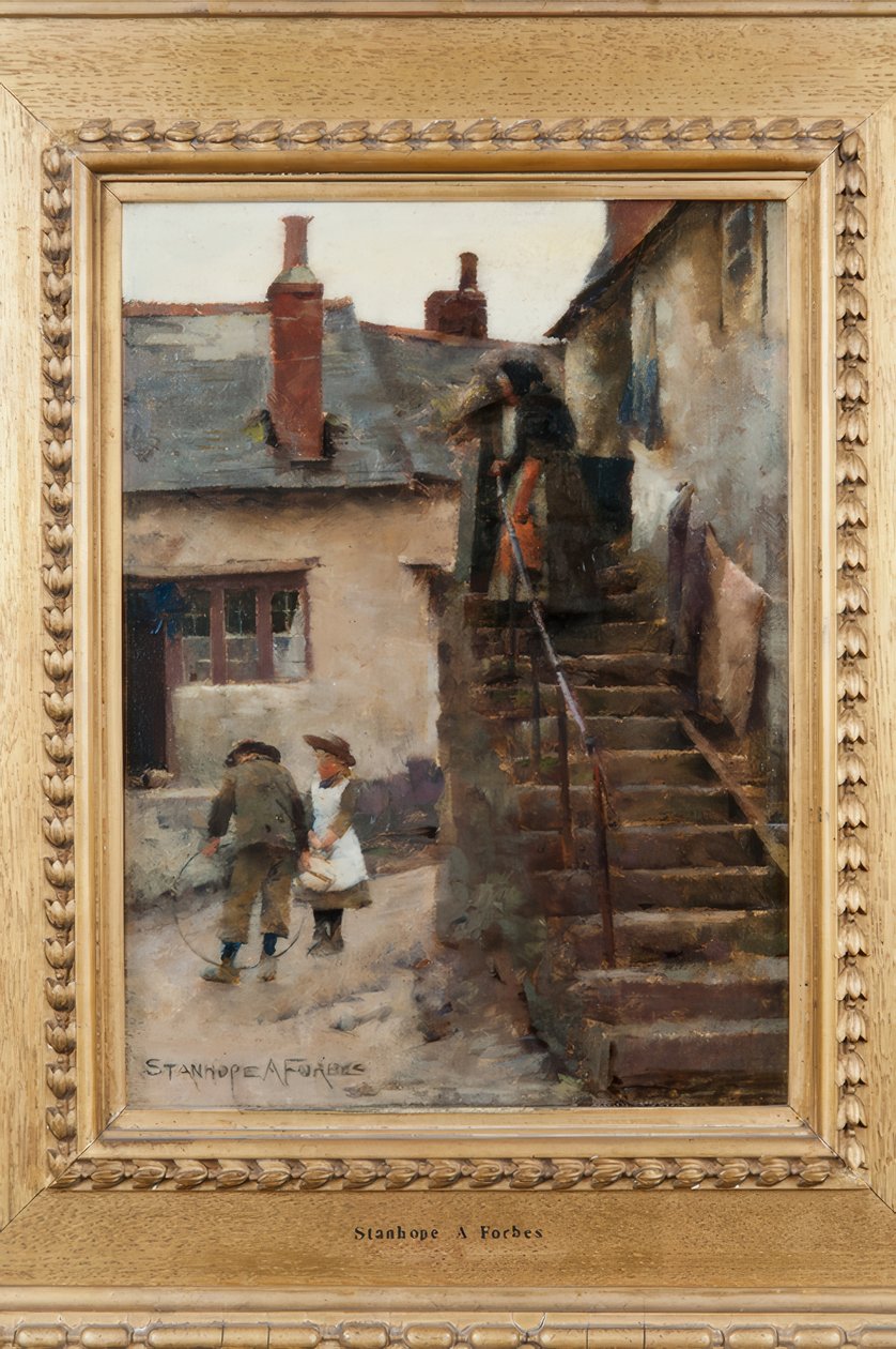 BARN I EN NEWLYN STREET av Stanhope Forbes