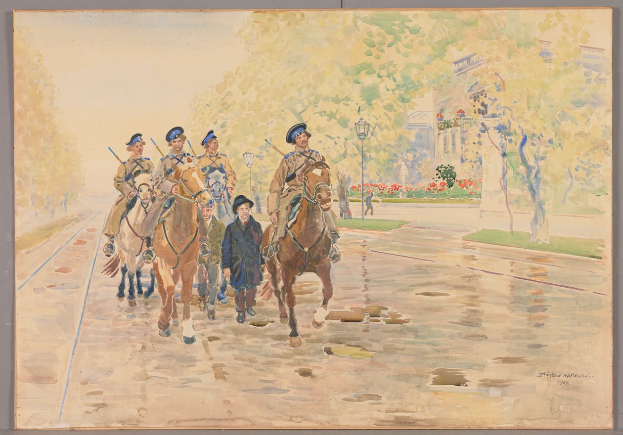 Hestepatrulje i Aleje Ujazdowskie i 1905, Stanisław Masłowski av Stanisław Masłowski