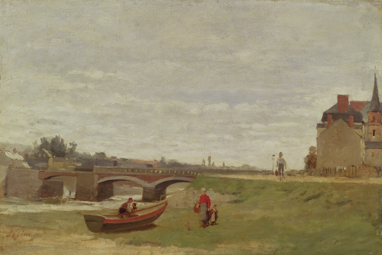 Landskap med bro, tidlig på 1870-tallet av Stanislas Victor Edouard Lepine