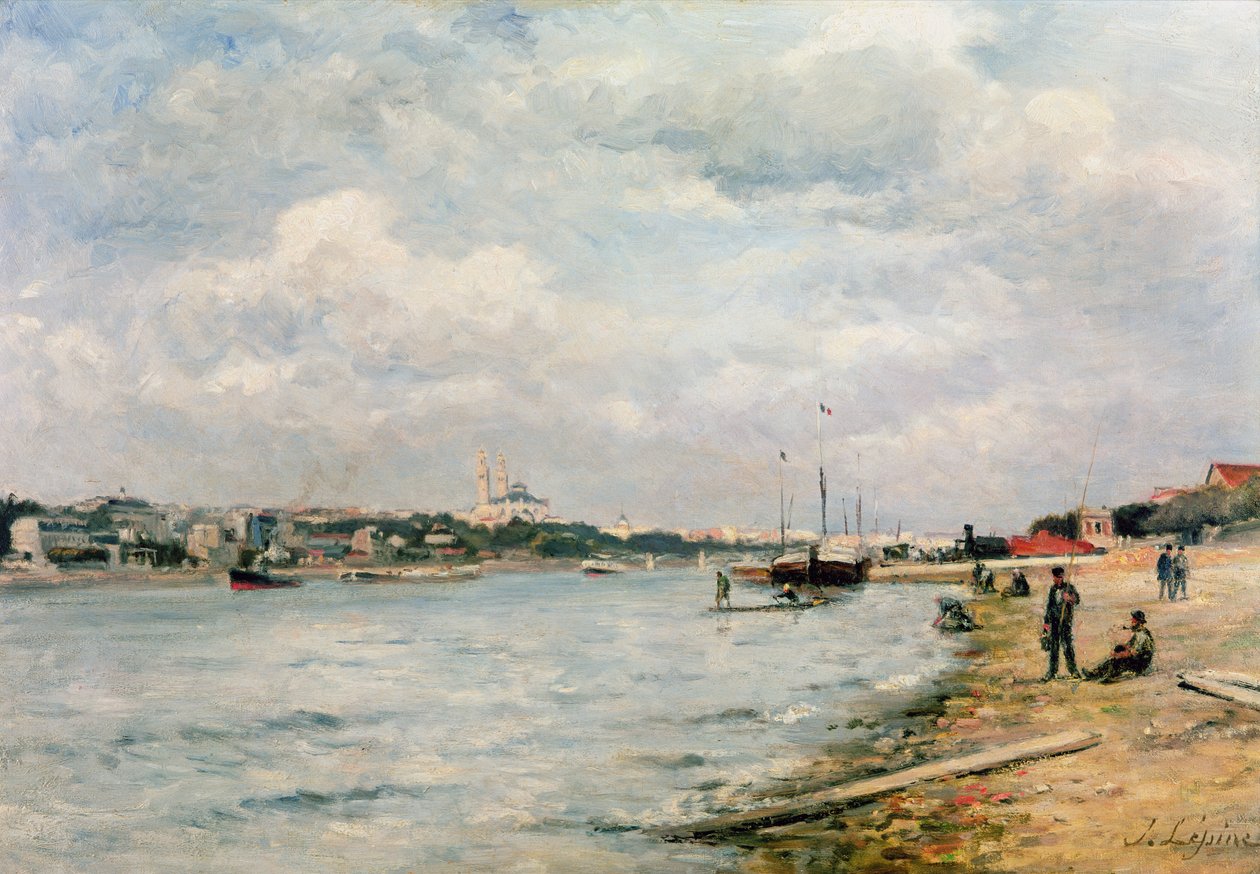 Seinen ved Passy - Trocadero og Port de Grenelle (olje) av Stanislas Victor Edouard Lepine