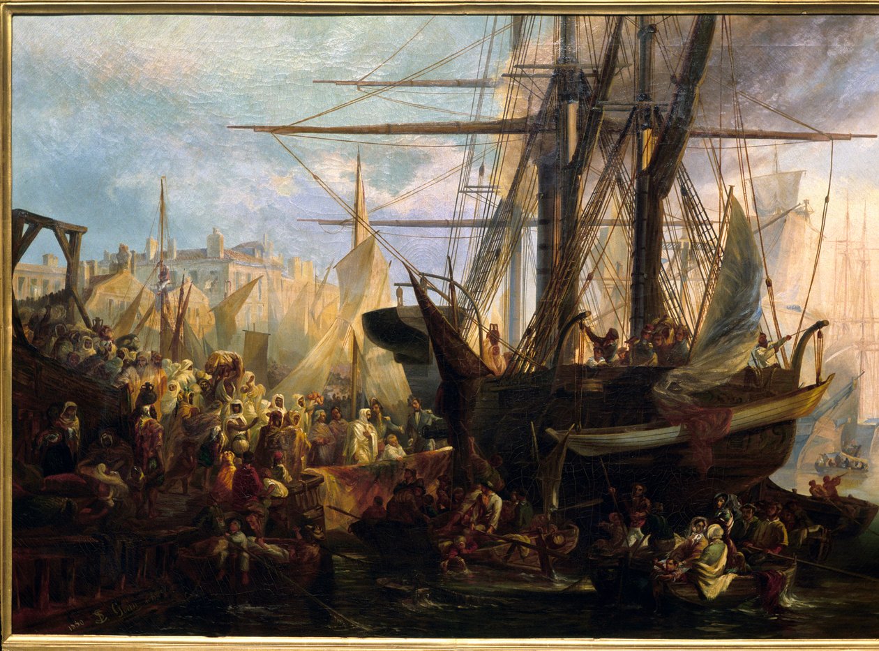 Embarkment of Abd El Kader (Abd El-Kader, algerisk politiker og filosof av Stanislas Gorin