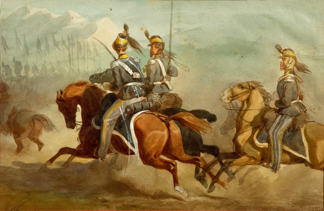 Kavaleri, illustrasjon av Stanislao Grimaldi del Poggetto av Stanislas Grimaldi del Poggetto