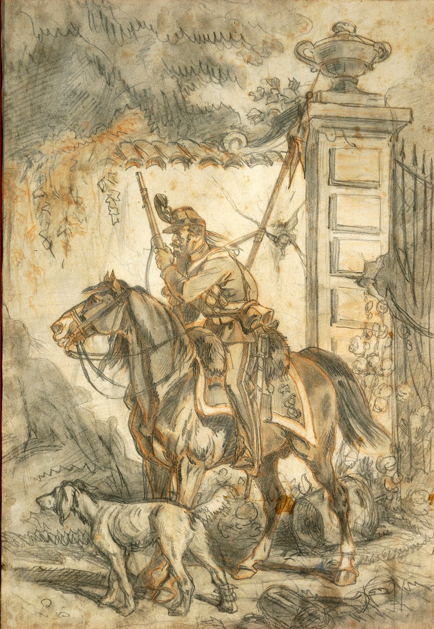Lansere på patrulje, Illustrasjon av Stanislao Grimaldi del Poggetto av Stanislas Grimaldi del Poggetto
