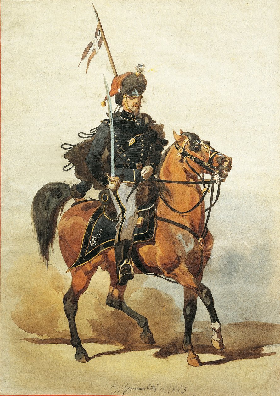 Offiser for Hussars of Piacenza, tegning av Stanislao Grimaldi del Poggetto av Stanislas Grimaldi del Poggetto