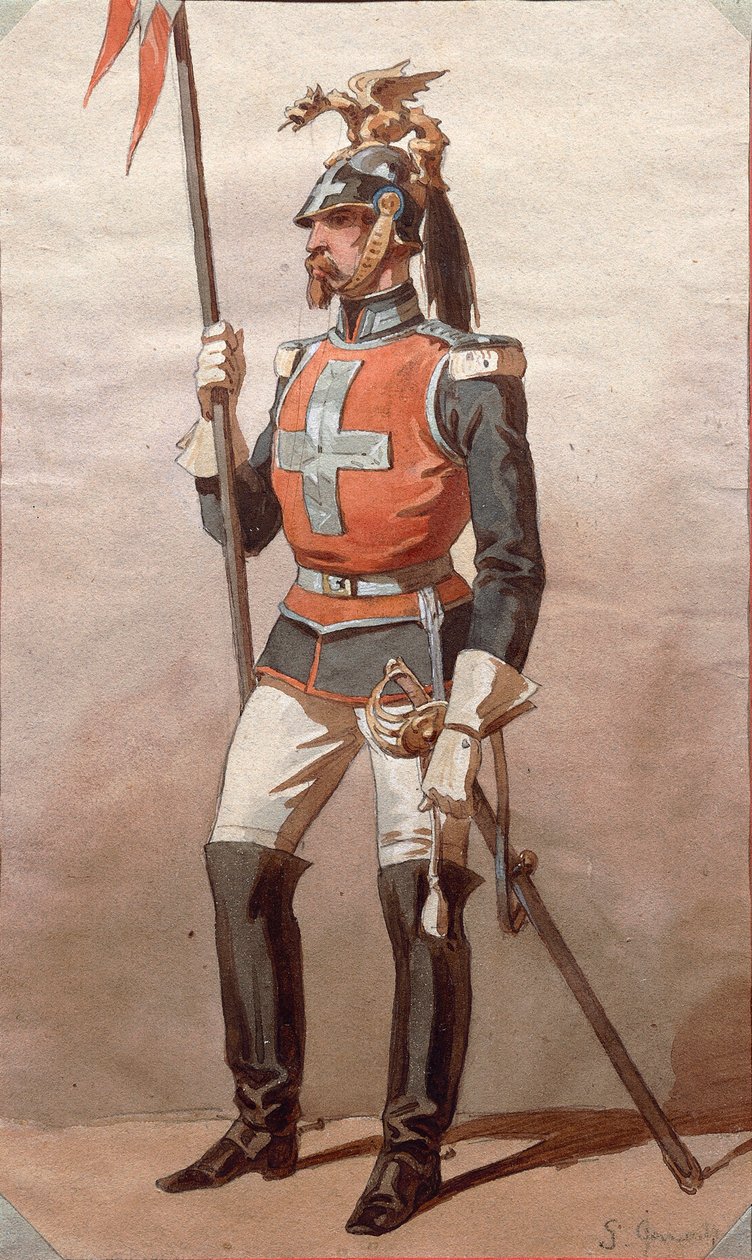 Studie av uniformer, Tegning av Stanislao Grimaldi del Poggetto av Stanislas Grimaldi del Poggetto