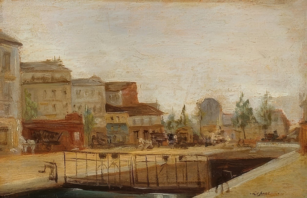 Canal Saint-Martin i Paris med lås av Stanislas Lepine