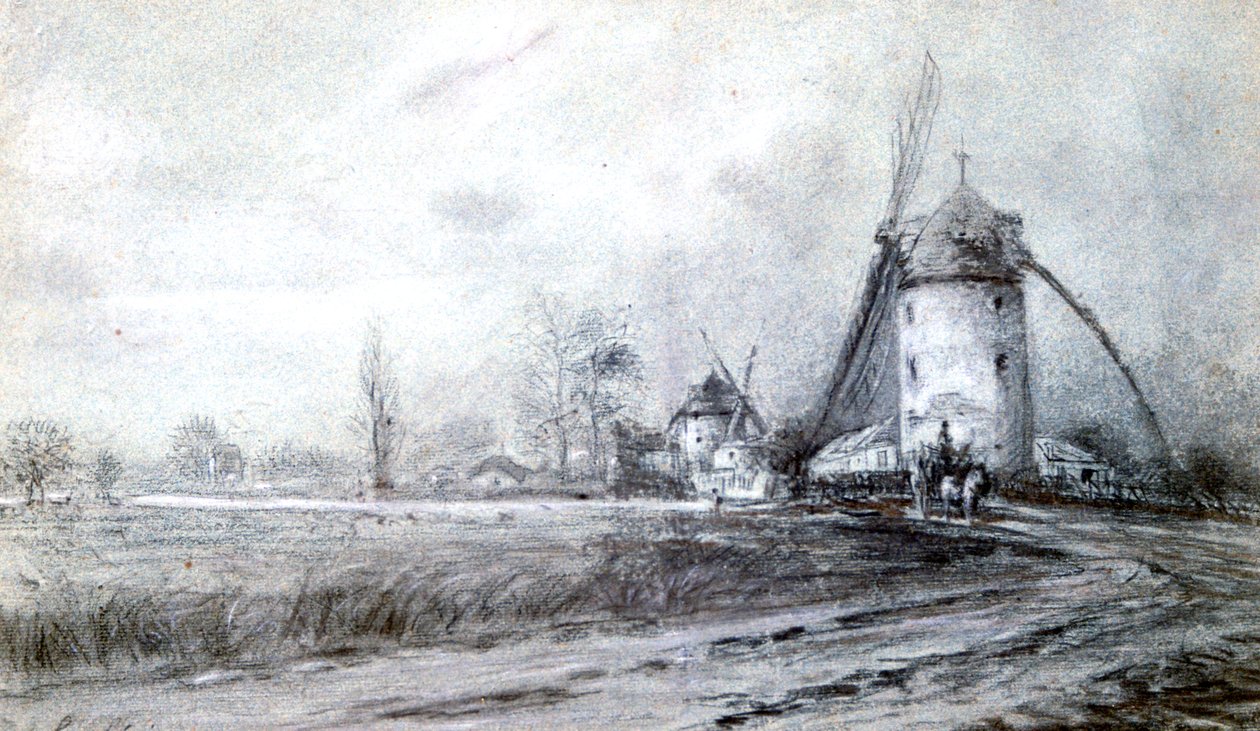 Landskap med vindmølle, c1855-1892 av Stanislas Lepine