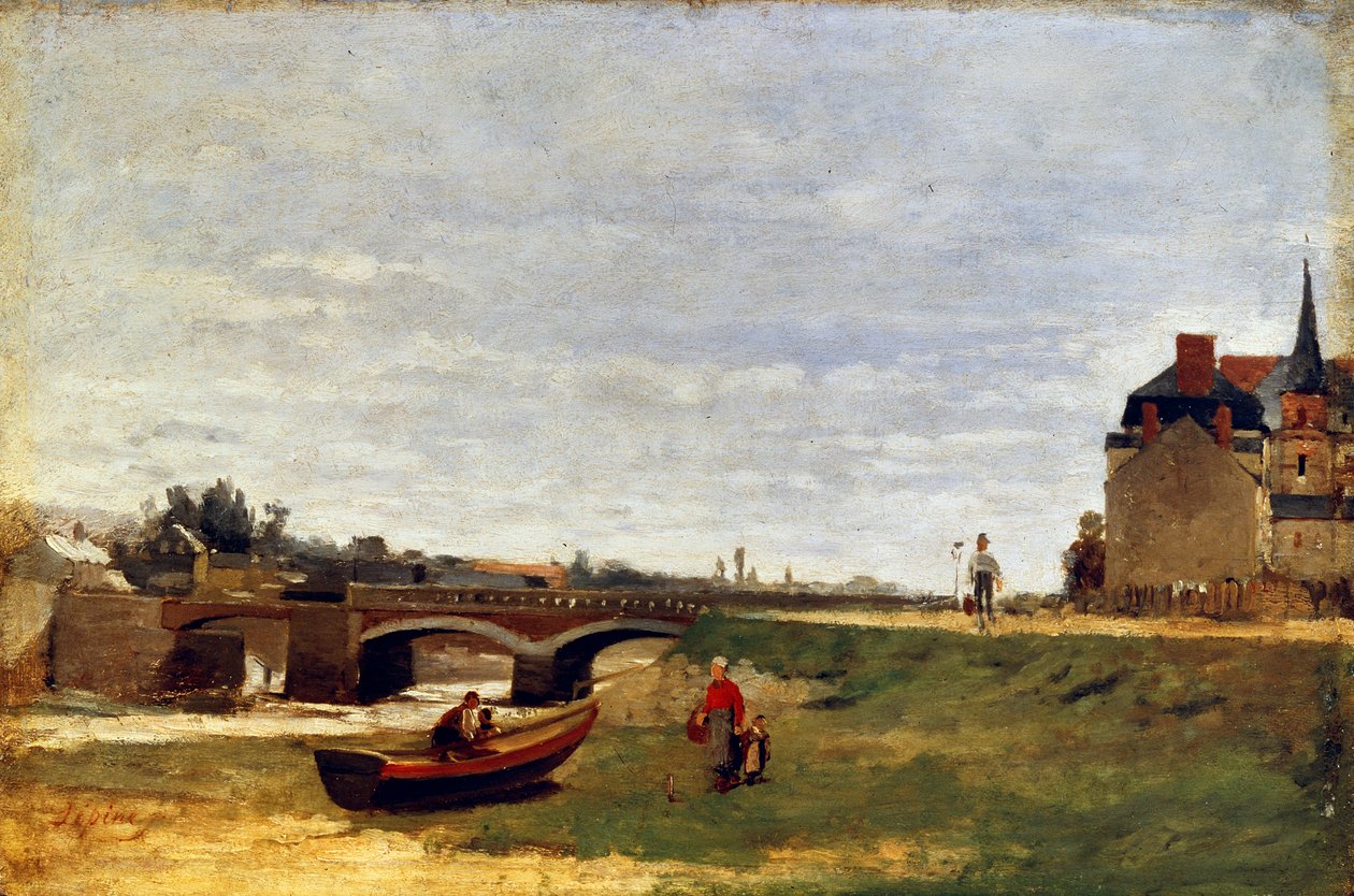 Landskap med bro, tidlig på 1870-tallet av Stanislas Lepine