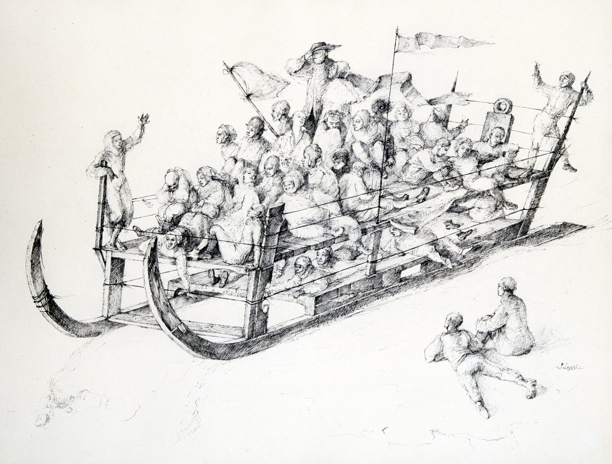 The Sleigh, c1850-1890 av Stanislas Lepine
