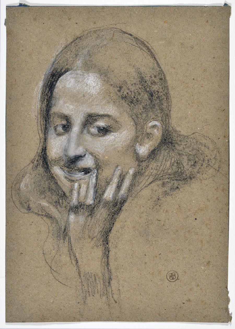 Studie av en smilende jente (tegning) av Stanislas Torrents y de Amat