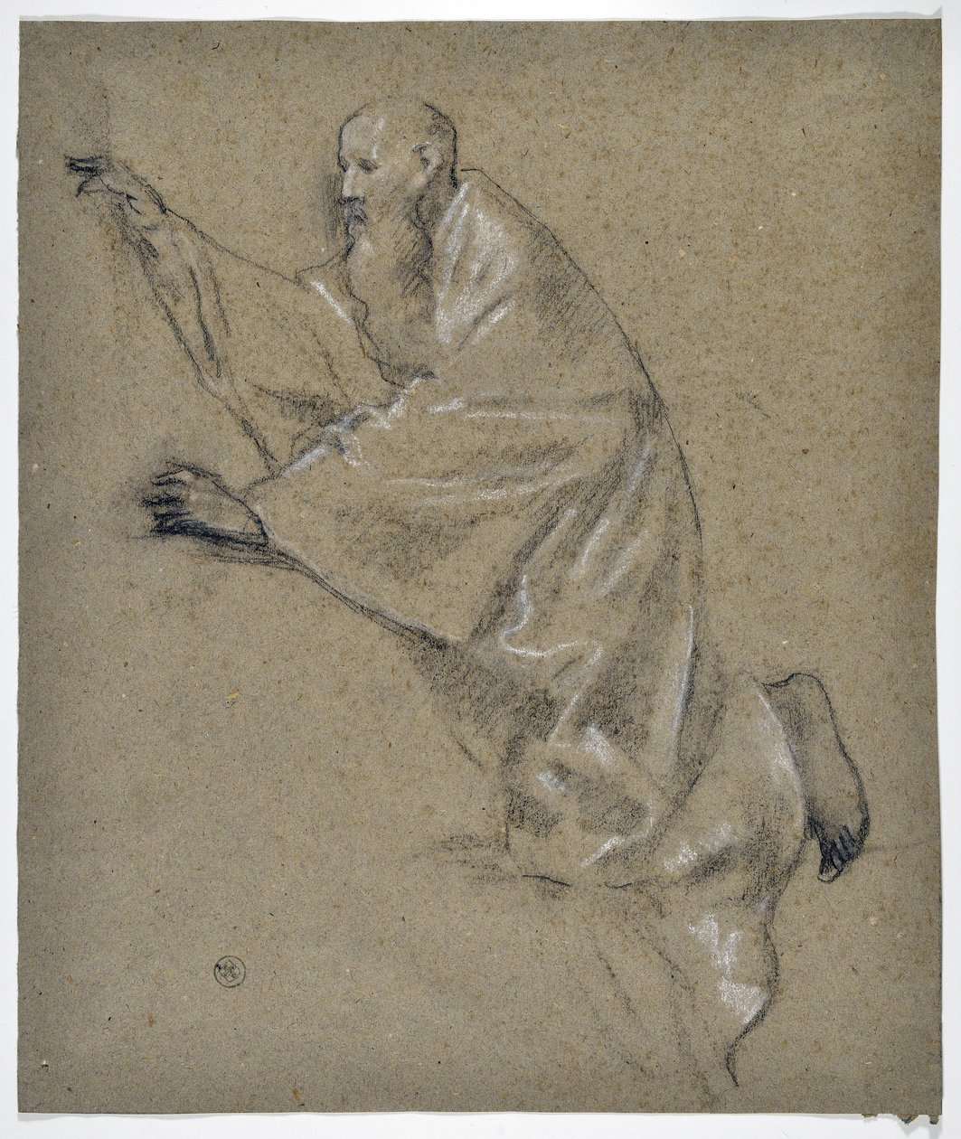 Studie av mandrapering, knelende (tegning) av Stanislas Torrents y de Amat