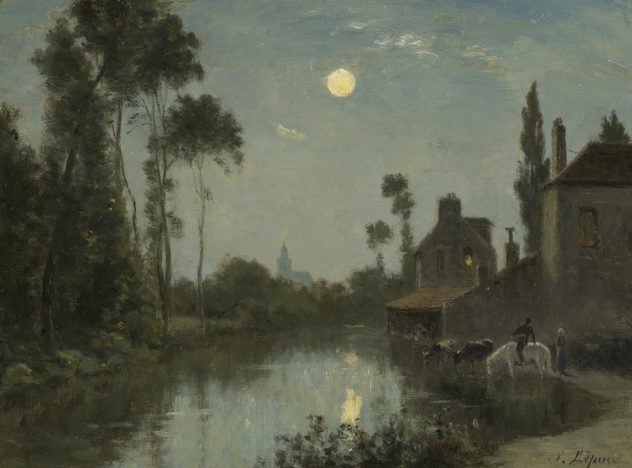 Moonlit River, ca.1866-?70 av Stanislas Victor Edouard Lepine