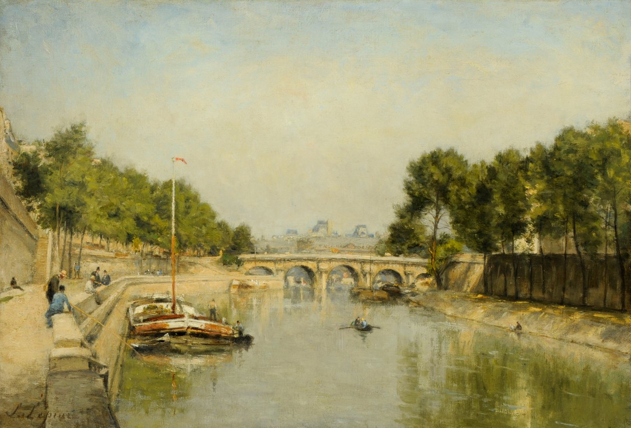 The Banks of the Seine in Spring (olje på lerret) av Stanislas Victor Edouard Lepine