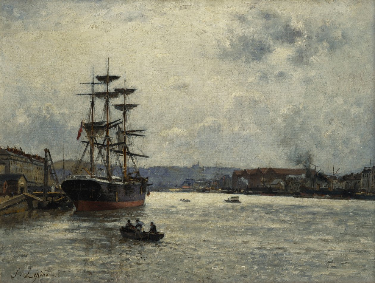 Havnen i Caen; Le Port de Caen, av Stanislas Victor Edouard Lepine