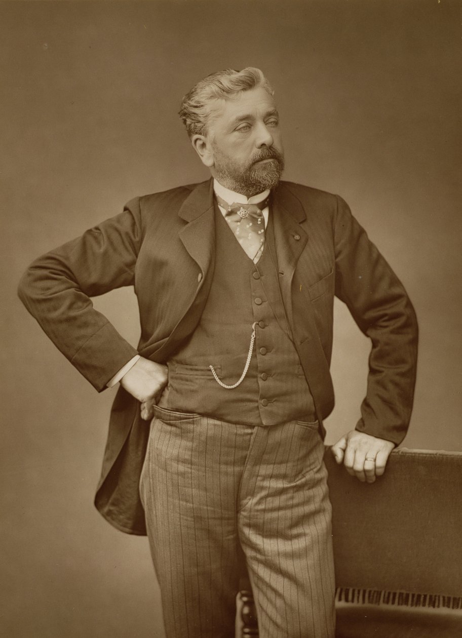 Alexandre Gustave Eiffel (1832-1923), fransk ingeniør, portrettfotografi (sepiafoto) av Stanislaus Walery
