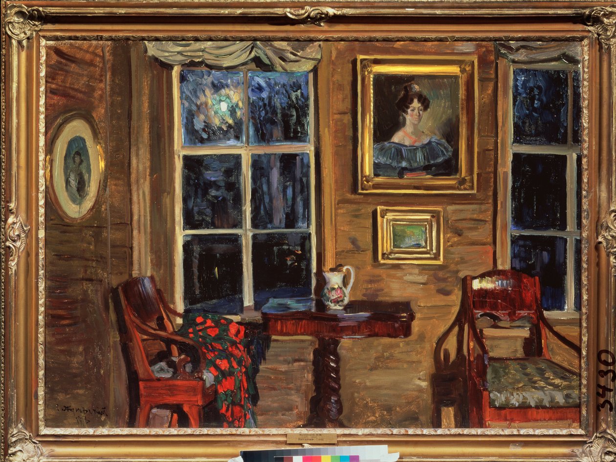 I et gammelt hus. Maleri av Stanislav Yulianovich Zhukovsky (Zhukovsky) (1873-1944), olje på lerret av Stanislav Joulianovitch Joukovski