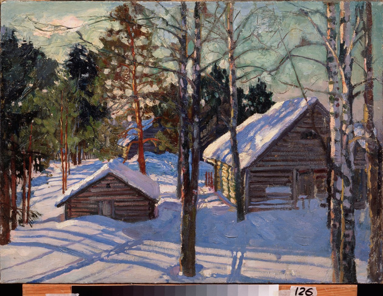 Vinter (vinter) - Maleri av Stanislav Yulianovich Zhukovsky (Zhukovsky) (1873-1944), olje på lerret - russisk kunst av Stanislav Joulianovitch Joukovski