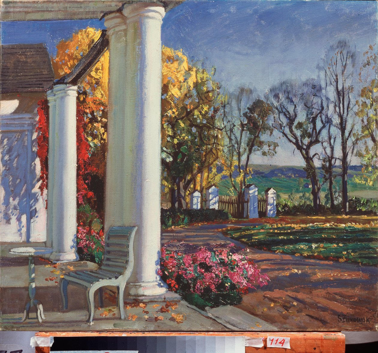 Høstmorgen. Maleri av Stanislav Yulianovich Zhukovsky (Zhukovsky) (1873-1944), olje på lerret, ca 1920. Russisk kunst, 1900-tallet, art nouveau, modernisme. Statens kunstmuseum, Dneporpetrovsk (Ukraina). av Stanislav Joulianovitch Joukovski