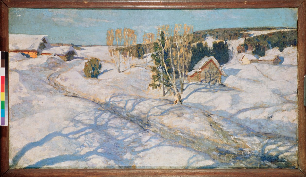 Blå snø. Maleri av Stanislav Yulianovich Zhukovsky (Zhukovsky) (1873-1944), olje på lerret av Stanislav Joulianovitch Joukovski