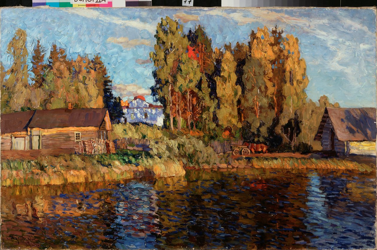 Kveld. Maleri av Stanislav Yulianovich Zhukovsky (Zhukovsky) (1873-1944), olje på lerret av Stanislav Joulianovitch Joukovski